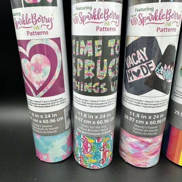 Siser EasyPatterns HTV Heat Transfer Vinyl Sparkle Berry Pattern Bundle Lot of 5 - Picture 7 of 12